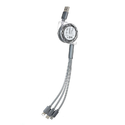 

3-In-1 Charging Cable USB to Micro USB Type C Lightning Charging Cable Sync Retractable Fast Charging Line Adapter for iPhone