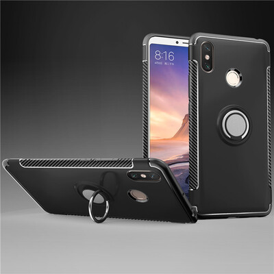 

Back Cover For Xiaomi Mi Max 3 Max3 Case Car Holder Stand Hard PC Silicon Ring Suction Bracket Celulars