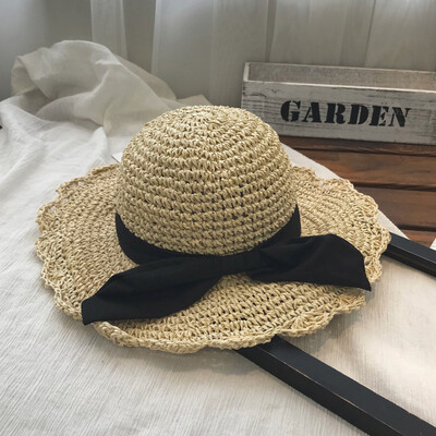 

Hat Woman Summer Korean version of 100 sets of sunshade hat straw hat small fresh beach sunscreen beach cool hat outing tide