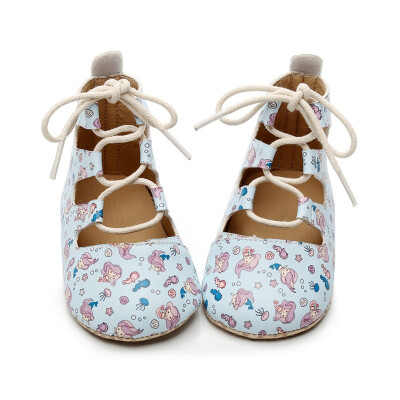 

Baby Girls Lace Up Shoesborn Infant Baby Girl Roman PU Leather Firstwalker Summer Pram Soft Sole Flat Shoes