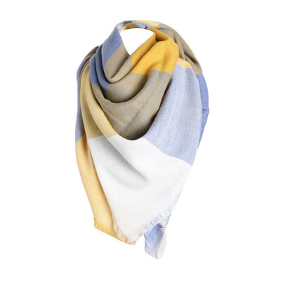 

Gobestart Women Winter Warm Color Stitching Long Wool Shawl Plaid Soft Neck Scarf