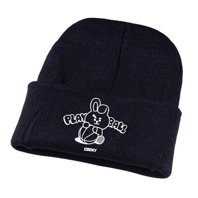 

KPOP BTS Bangtan Boys Same Paragraph Knitted Hat Couple Wool Cap Autumn Winter Cartoon Printing Signature Hat ARMY Gift
