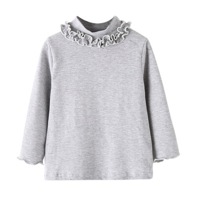 

Baby Girls Shirt Long Sleeve T-shirt Cotton Lace Princess Toddler Turtlenecks Solid Tops Blouse