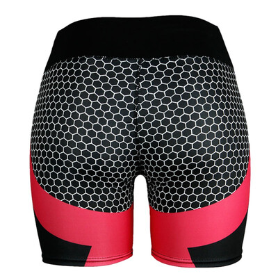 

New Women Patchwork Elastic Sporting Yo-ga Shorts Stretch High Waist Bandage Workout Fitness Dry Quick Short Pants