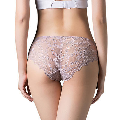 

Women Sexy Solid Color Exquisite Lace Ultra-thin Breathable Soft Low-rise Seamless Briefs High Stretch Panties