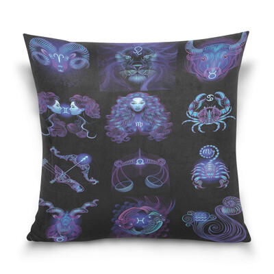 

ALAZA Throw Pillow Cover 16 X 16 inch Christmas Gift Cushion Cover with Horoscope Signs Printed Pillowcase