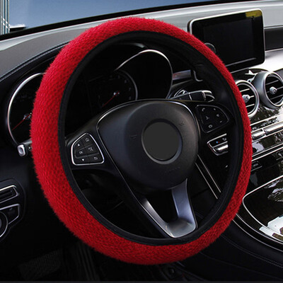 

38CM Car Steering Wheel Cover Universal 38CM Winter Soft Plush For Women Lady