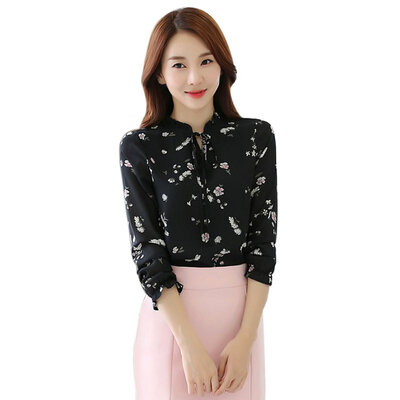 

Autumn Ladies Chiffon Blouse Long Sleeve Shirts Casual Print Floral Tops Women Clothing
