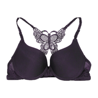 

One Piece Seamless Push Up Front Closure Bras Top Women Beautiful Back Bow Embroidery Adjusted Straps Smooth Wire free Bra