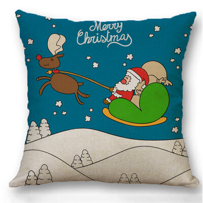 

2020 New 18&quot Christmas Linen Pillow Cover Santa Claus Pattern Square Pillow Case Cushion Car Home Decor 14 Pattern