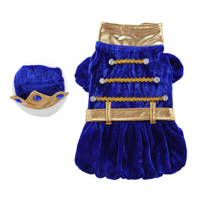 

Pet Halloween Cosplay Costume Funny Princes Outfits Set 2-legged Coat And Hat For Dogs Red Blue