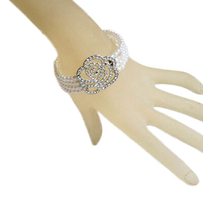 

Multi Layer Pearl Bracelet Rhinestone Decoration Roses Bracelets