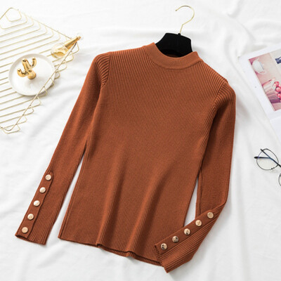 

Women Basic Knitted Sweaters Solid Color Long Sleeve Korean Style Sweet Pullover Affordable Personality Fashion Comfortable