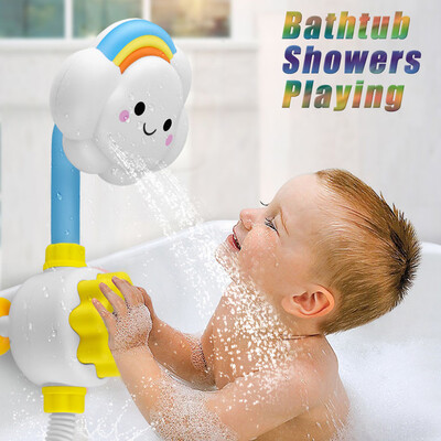 

YIWULACloud Baby Bath Toys Bathtub Showers Bathing Spouts Suckers Folding Spray Faucet