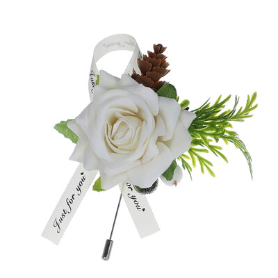 

Wedding Corsage White Silk Roses Corsages Boutonnieres Wedding Decoration Marriage Rose Corsage Boutonniere Flowers Bridesmaid