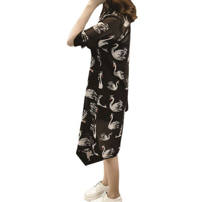 

Chiffon Blouse Long Shirt 2017 Summer Half Sleeve Vintage Elegant Floral Print Kimono Cardigan Women Tops