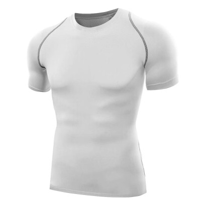 

2016 Men T Shirts Tops Fitness Tights Fitness Base Layer Tops Short Sleeve O-Neck Compression T Shirts -XXL