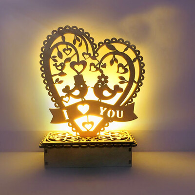 

Gobestart Wooden LED Night Light I Love U Mr&Mrs Wedding Anniversary Home Decor