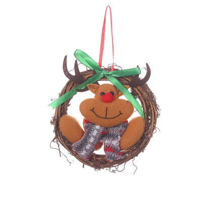 

Christmas Decoration Small Rattan Rings Cute Santa Snowman Elk Doll Hanging Ornament Xmas Tree Pendant 2020 New Year Decor