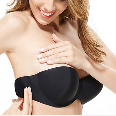 

Women Sexy Lingerie Silicone Non-slip Strapless Gathered Invisible Bra Women No Rims Plus Size Underwear