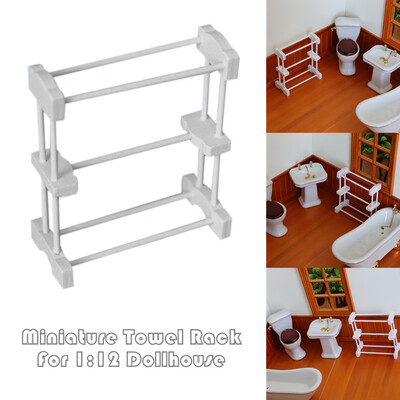 

YIWULA112 Dollhouse Furniture Miniature Towel Rack Bath Room Kids Pretend Toy