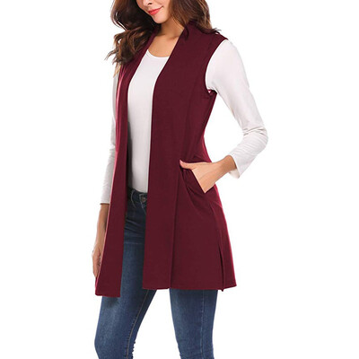 

Gobestart Womens Long Vests Sleeveless Draped Lightweight Open Front Cardigan Vest