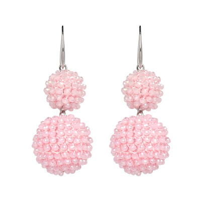 

Braided Thread Bead Ball Dangle Long Earrings for Women Design Gold Color Metal Pendant Drop Statement Earrings