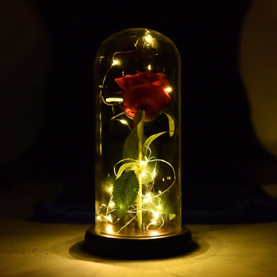 

LED Beauty Rose&Beast Battery Powered Red Flower String Light Desk Lamp Romantic Valentine\s Day Birthday Gift Decoration