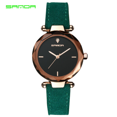 

SANDA P218 Simple Women Watch Leather Quartz Movement Watch Waterproof Casual Clock Wristwatch for Female