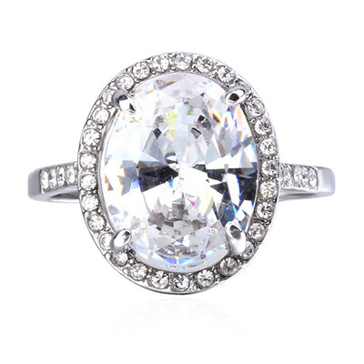 

Luxury Oval Egg Shaped Simulation Diamond Ring White Sapphire Silver Promise Ring Wedding Jewelry Gift
