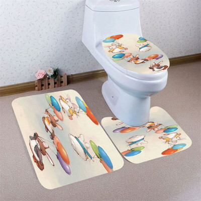 

Gobestart 3pcs Colorful Pattern Non-Slip Bath Mat Bathroom Kitchen Carpet Doormats Decor