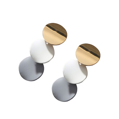 

Elegant Round Metal Earrings For Women 2018 New Irregular Geometric Round Alloy Earrings Fashion Jewelry Gift 3 Colors
