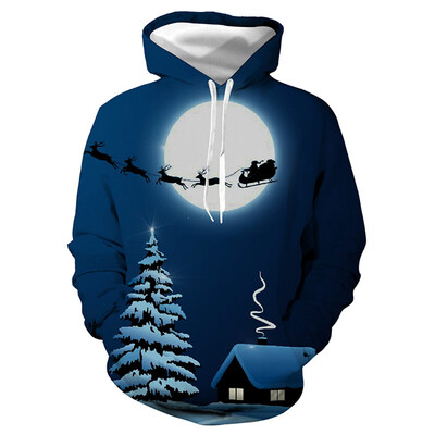 

Toponeto Mens Casual Christmas Lover 3D Print Party Long Sleeve Hoodie Top Blouse