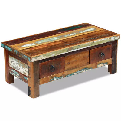 

Coffee Table Drawers Solid Reclaimed Wood 354"x177"x138"