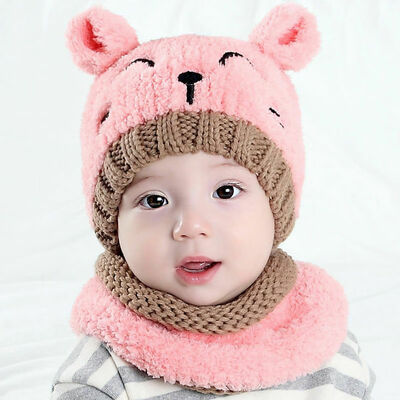 

Toddler Boy Girls Warm Winter Woolen Beanie Hat Newborn Baby Ears Plush Cap Hot
