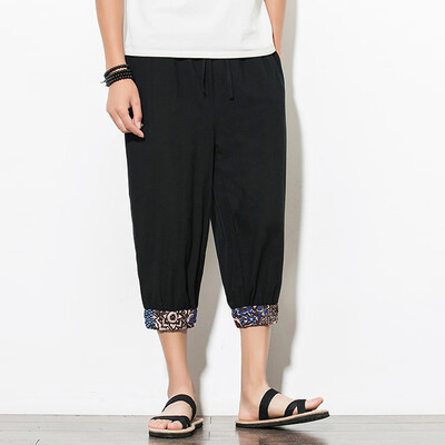 

Gobestart Men Summer Casual Harem Pants Jogger Pants Fitness Trousers Linen Loose Pants