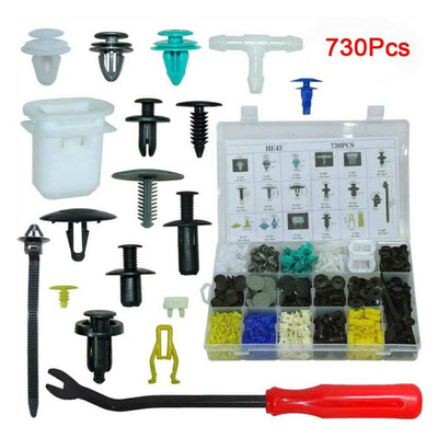 

730pcsSet Car Buckle Plastic Push Pin Rivet Retainer Fastener Trim Bumper Clips