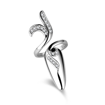 

New Fashion originality zirconia open Nails ring for Women Female nail wrap Resizable ring Jewelry