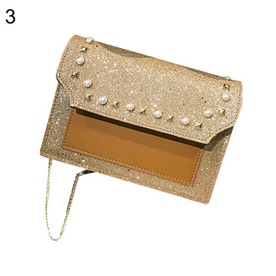 

Fashion Faux Leather Chain Handles Sequins Handsbag Shoulder Pouch Crossbody Bag