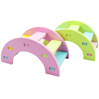 

Wooden Rainbow Bridge Colorful Hamster guinea pig squirrels Chinchilla Nest Removable Small Animal Cage Sports ToyRandom color