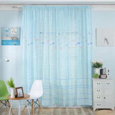 

Gobestart 1 PCS Fish Color Silk Door Window Curtain Drape Panel Sheer Scarf Valances