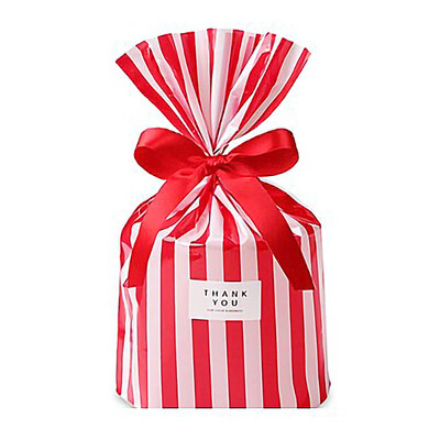 

Creative 50pcsset Christmas Striped Gift Bag Baking Storage Bag Snack Cookie Bag Bread Cake Candy Food Bag