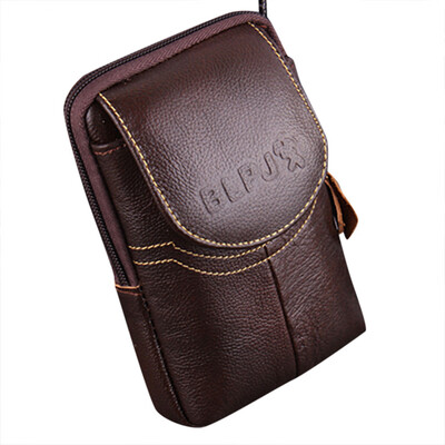 

Tailored Mens Retro Leather Wallet Casual Leather Phone Card Case Zipper Belt Wallet