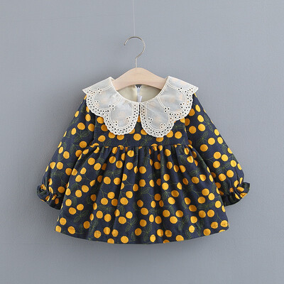 

Lovely Baby Dress 0-3T New Autumn Casual Baby Girls Long Sleeve Floral Print Dress Kids Princess Thicken Pageant Dresses