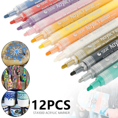 

12 Colors Acrylic Paint Markers Point Acrylic Paint Pens Set by Smart Color Art