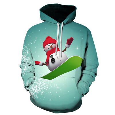 

Toponeto Christmas Couples Cap And Long-Sleeved Jacket 3D Printed Long-Sleeved Cap Coat