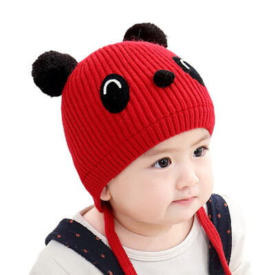 

Winter Kids Girls Hats Newborn Cute Warm Boys Baby Cartoon Ear Design Hats Knitted Wool Hemming Caps 1-3Y