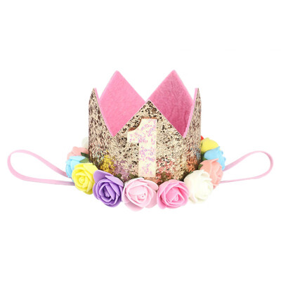 

Baby hat Princess Baby Girl Birthday Party Hat Flower Crown Party Headband Gold Hairband Hair Accessories For Photography Props