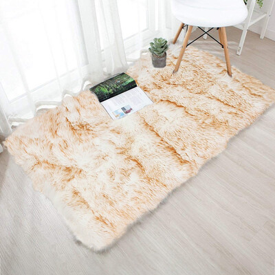 

Gobestart Wool Imitation Sheepskin Rugs Faux Non Slip Bedroom Shaggy Carpet Mats