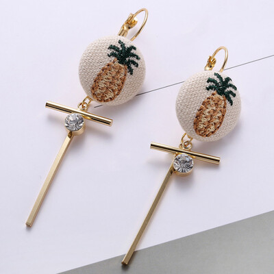 

Circle Square Pendant Square Vintage Pendant Korean Flower Femme Newest Embroidery Earring